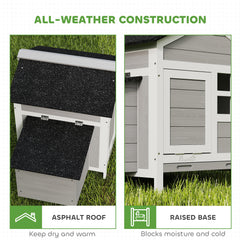 Wooden Chicken Coop with Nesting Box, Pull-out Metal Tray, for 1-2 Chickens, 36" x 25" x 27"