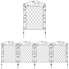 Outdoor Metal Garden Fence Panels, Border Edging for Yard, Patio, 4 Pack, Wavey Vines