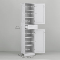 Freestanding Bathroom Cabinet with Drawer and 2 Doors, Tall Bathroom Cupboard for Kitchen, Study, Living Room