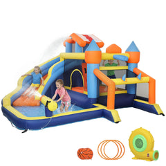 Bouncy Castle for Kids, Inflatable Bounce House with Slide, Pool (Ball Pit), Climbing Wall and Blower for Indoor Outdoor