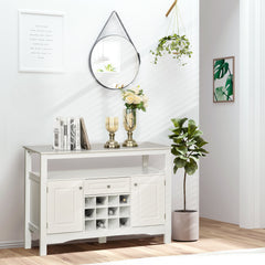 Modern Kitchen Buffet Bar Cabinet Storage Sideboard Dining Server with Drawer & 12-Bottle Wine Rack for Living Room, Espresso
