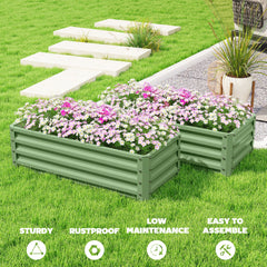 Galvanized Raised Garden Beds, Outdoor Planter Box, Set of 2, for Flowers, Herbs and Vegetables, Black