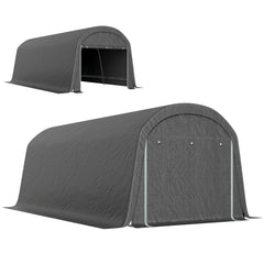 10' x 20' Portable Shed, Motorcycle Bike Tent with Roll-up Door, Galvanised Steel Frame for Garden Tools, Dark Grey