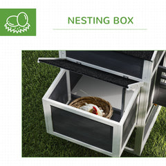 117" Extra Large Chicken Coop with Asphalt Roof, Wooden Hen House with Slide-out Tray, Quail Hutch with Nesting Box, Orange