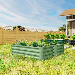 Galvanized Raised Garden Beds, Outdoor Planter Box, Set of 2, for Flowers, Herbs and Vegetables, Black
