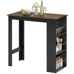 Bar Table Counter Height Dining Table with 3 Storage Shelves for Kitchen, Dining Room, Living Room, Natural