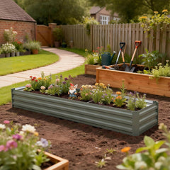 8'x2'x1' Galvanized Raised Bed, Large Elevated Planter Box for Growing Flowers, Herbs and Vegetables, Dark Grey