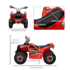 6V Quad Kids Electric Car with Wear-resistant Wheels, for Boys and Girls Aged 18-36 Months, Pink