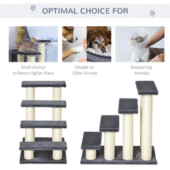 Cat Trees 4 Tier Pet Stairs Dog Cat 4 Steps Kitty Scatching Post Cat Scratch Furniture Dark Grey