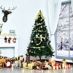 6ft Christmas Tree Unlit Artificial Spruce Full Tree with Solid Metal Stand