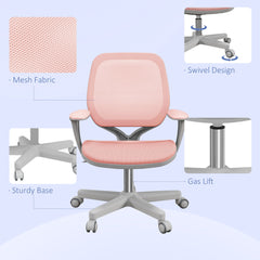 Office Chair, Small Computer Desk Chair with Mesh Back, Swivel Castors, Arm, Grey