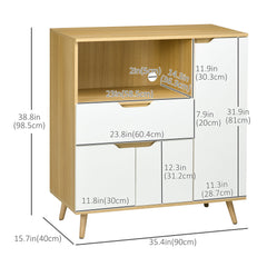 Modern Microwave Stand, Microwave Cabinet with Drawer, Storage Cupboards and Cable Hole for Kitchen, Dining Room, White