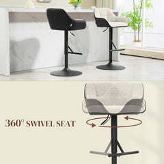 Bar Stools Set of 2, Swivel Counter Height Barstools with Back, Footrest, Armrests, Adjustable Height, Black