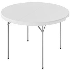 4ft Plastic Folding Picnic Table, Camping Table with Anti-Slip Foot Pads, Indoor Outdoor for Beach, BBQ, Grey