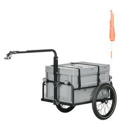 Steel Trailer for Bike, Bicycle Cargo Trailer with Foldable Storage Box and Safe Reflectors, Max Load 88LBS, Black