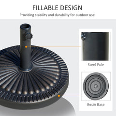 Round Umbrella Base Φ19.1", 31.5 lbs Resin Stand with Decorative Design for Poles 1.5"/1.9", Bronze
