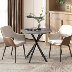 31.5" Industrial Round Dining Table - White Oak
