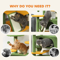 54" Cat Tree, Multi-Level Cat Tower with Scratching Posts, Cat Condos, Bed, Platforms, Ramp, Toy Ball, Beige