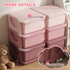 3 Tier Kids Toy Organizer and Storage Bins with 6 Plastic Drawers, Blue