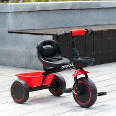 Large Kids Tricycle for Toddler 2-5 Year Old Girls and Boys, Toddler Trike Bike with Adjustable Seat, Safety Belt, Two Storage Baskets, Red