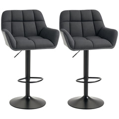 Swivel Barstools Set of 2 Adjustable Bar Stools with Footrest Armrests and PU Leather Back for Dining Room Cream White