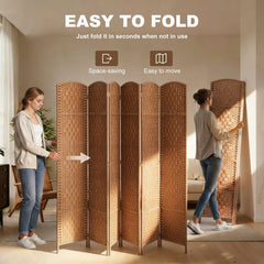6ft Folding Room Divider, 3 Panel Wall Partition with Wooden Frame for Bedroom, Home Office, Natural