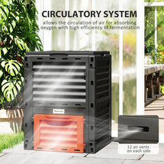 Garden Compost Bin Large Outdoor Compost Container 80 Gallon Fast Creation of Fertile Soil Aerating Compost Box, Easy Assembly, Black