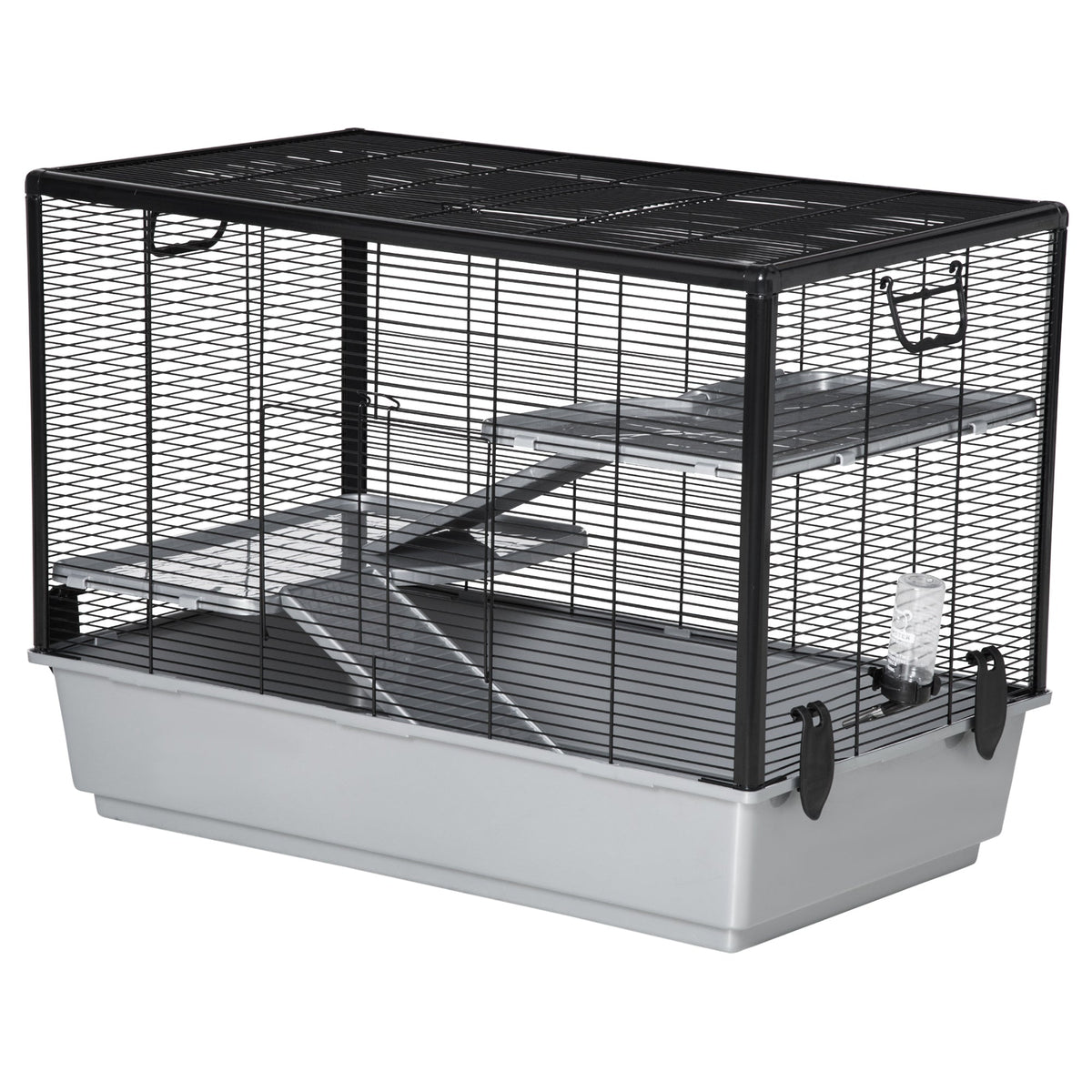 3-tier Hamster Cage, Guinea Pig Cage, Pet Chinchillas Play House Indoor with Accessories Food Dish Water Bottle, Ramps, 31.5"x19"x 23", Black