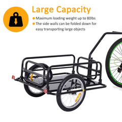 Folding Bicycle Cargo Trailer Utility Bike Cart Carrier for Garden Patio with Hitch Black