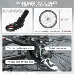Bike Trailer for Kids, Baby Bicycle Trailer with 5-Point Harness, 16" Rubber Wheels, Storage Bag, for 18+ Months, Red