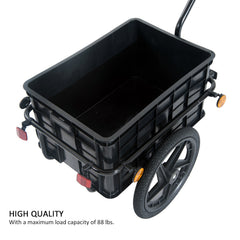 Bicycle Cargo Trailer 16 inch Air Wheel Wagon Trailer with Suitcase Large Capacity Enclosed Stroller Wagon - Black