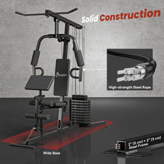 Multi-Exercise Home Gym Station with 99lbs Weight Stack, for Full Body Workout