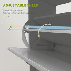 Slim Shoe Storage with 2 Flip Drawers and Adjustable Shelves Shoe Cabinet Organizer for 8 Pair, Black