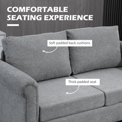Vintage Loveseat, Upholstered Love Seat Furniture, Chenille-feel Fabric 2 Seater Sofa Couch with Rolled Arms, Gourd-Shaped Rubber Wood Legs for Living Room, Dark Grey