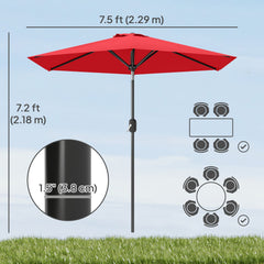 Patio Sun Umbrella, Outdoor Parasol with 6 Ribs, Khaki