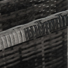 Rolling Pool Storage Rattan Patio Furniture Outdoor Storage Wicker Organizer for Floats, Paddles, Balls, Towels, Grey