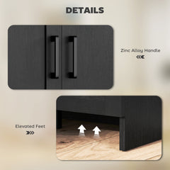 Modern Sideboard Buffet Cabinet, Modern Kitchen Storage Cabinet with 3 Doors Adjustable Shelves, for Dining Room, Black