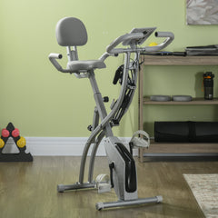 3 in 1 Folding Exercise Bike, Foldable Stationary Bike with 8-Level Magnetic Resistance, Adjustable Seat, Black