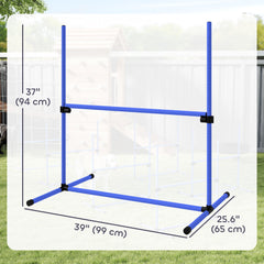 Set of 6 Dog Agility Training Equipment Adjustable Jump Bar Pet Exercise Kit with Carrying Bag (Blue)