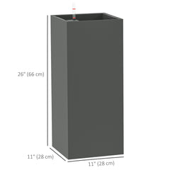 2 Pack Planter Box, 26 Inch Plastic Flower Pots with Water Level Indicator, Drainage Hole and Drain Plug, Dark Grey