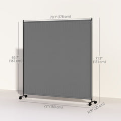 Indoor Room Divider with Castor Wheels, Rolling Privacy Screen for Home Office Bedroom, 6ft Tall