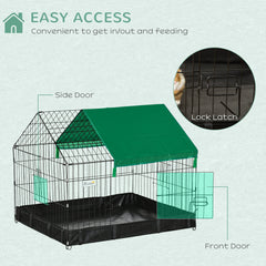 Metal Outdoor Small Animal Cage for Rabbits and Cats, Black