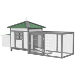 77" Chicken Coop Hen House Rabbit Hutch Poultry Cage Pen Outdoor Backyard with Nesting Box Run Natural