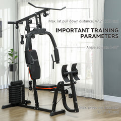 Home Gym Weights Machine, Multi Gym Lat Pulldown and Leg Workout Equipment with 99lbs Weight Stack