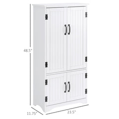 48" 4-Door Storage Cabinet Multi-Storey Large Space Pantry with Adjustable Shelves Black