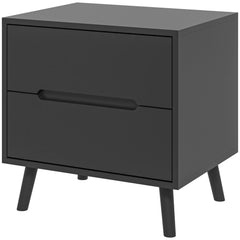 Nightstand, Bedside Table with 2 Drawers, Modern Side End Table with Solid Wood Legs for Bedroom, White
