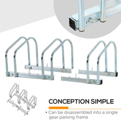 3-Bike Bicycle Floor Parking Rack Cycling Storage Stand Ground Mount Garage Organizer for Indoor and Outdoor Use Black