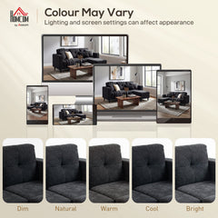 Sectional Sofa, L Shaped Couch with Changeable Chaise, Wooden Legs, Black