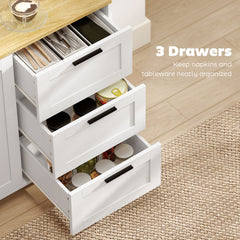 Buffet Cabinet with Soft-Close Doors, Modern Sideboard with 3 Drawers for Living Room, Kitchen, Dining Room, Black