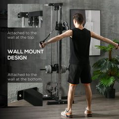 Wall Mount Cable Station, 15 Positions Adjustable Dual Pulley Machine Cable Crossover Machine Home Gym Equipment